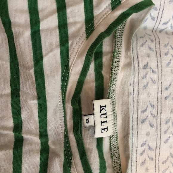 KULE Striped Long Sleeve Top in Green and White - Picture 3 of 3